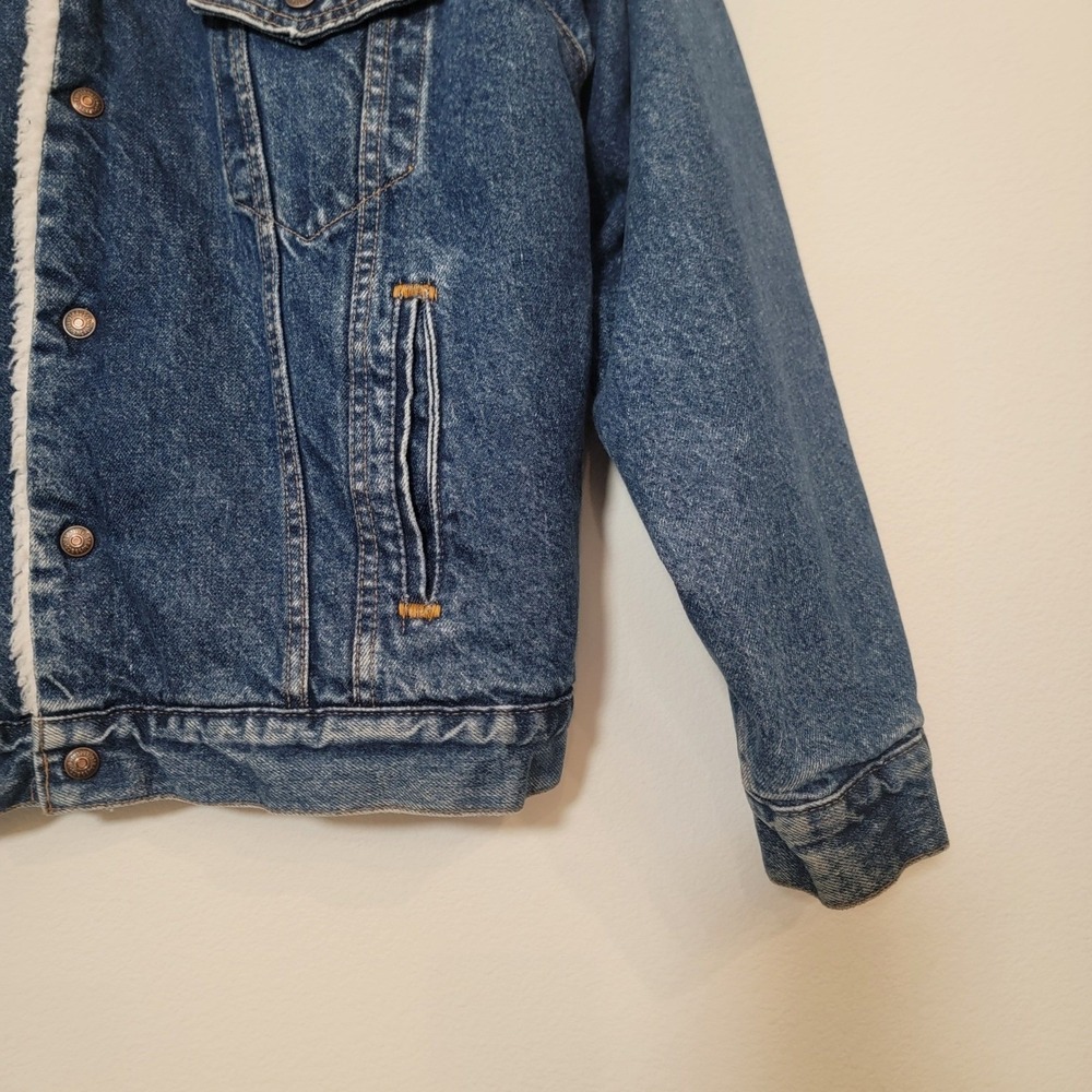 Vintage 90s Levi's Denim Trucker Jacket Sherpa Lined Jean Jacket Winter Medium - Picture 7 of 16